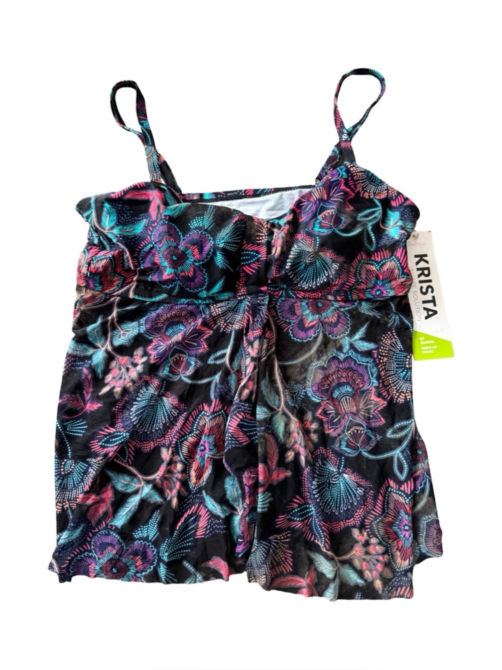 Krista Shape Solution Women’s Floral Tankini Swim Top XL Hip Minimizer
